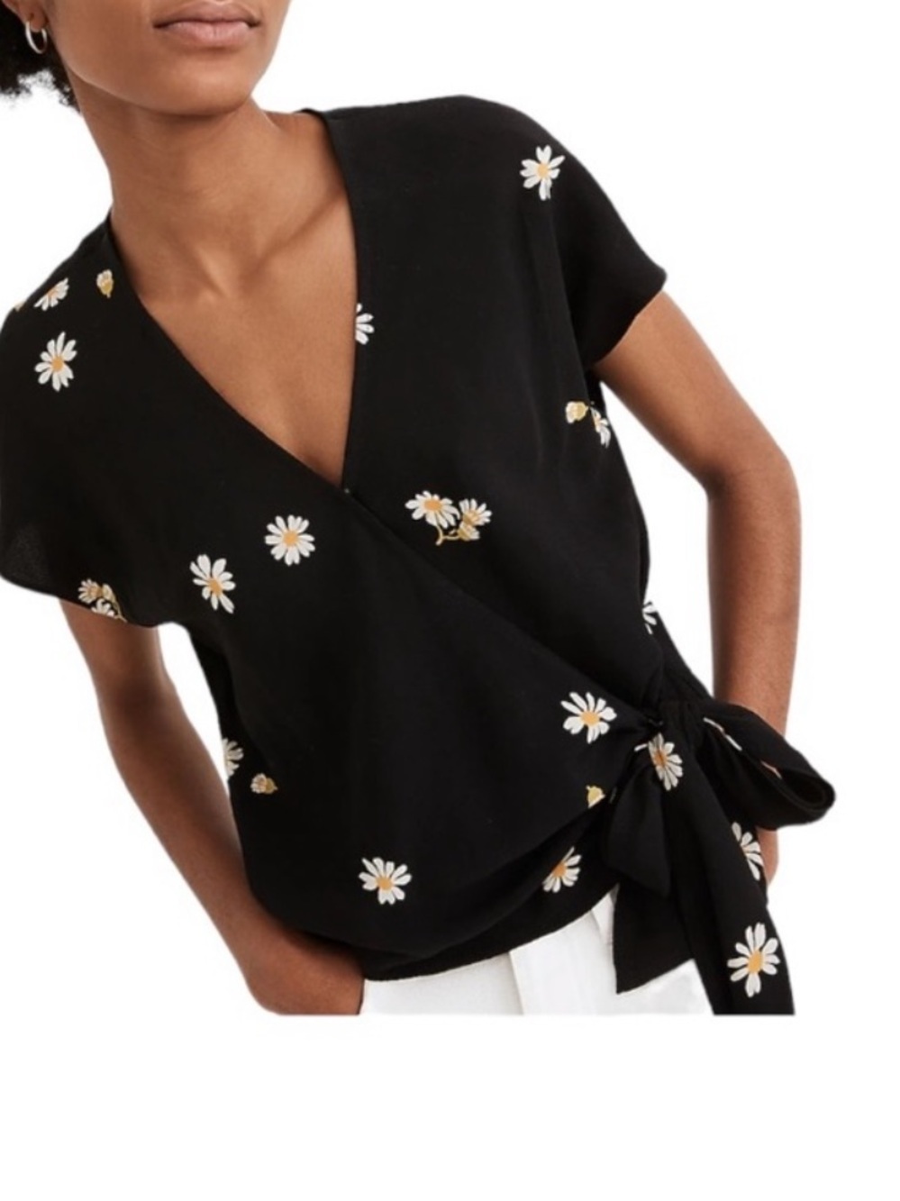 MADEWELL Sash-Tie Lazy Daisies Wrap Top size small